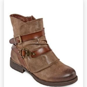 POP Divinity Faux Leather Motorcycle Boot Brown 11